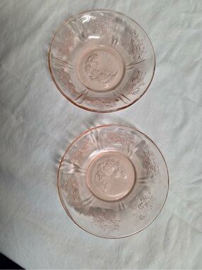 Pink Depression Glass plates